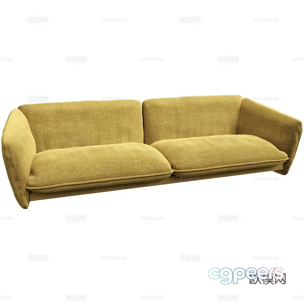 Modern minimalist fabric double sofa 3D model
