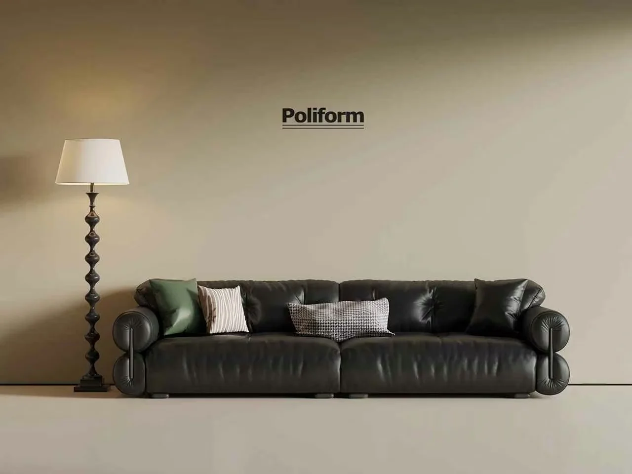 A Black Leather Sofa 3D Model – 10490 – VRAY Render