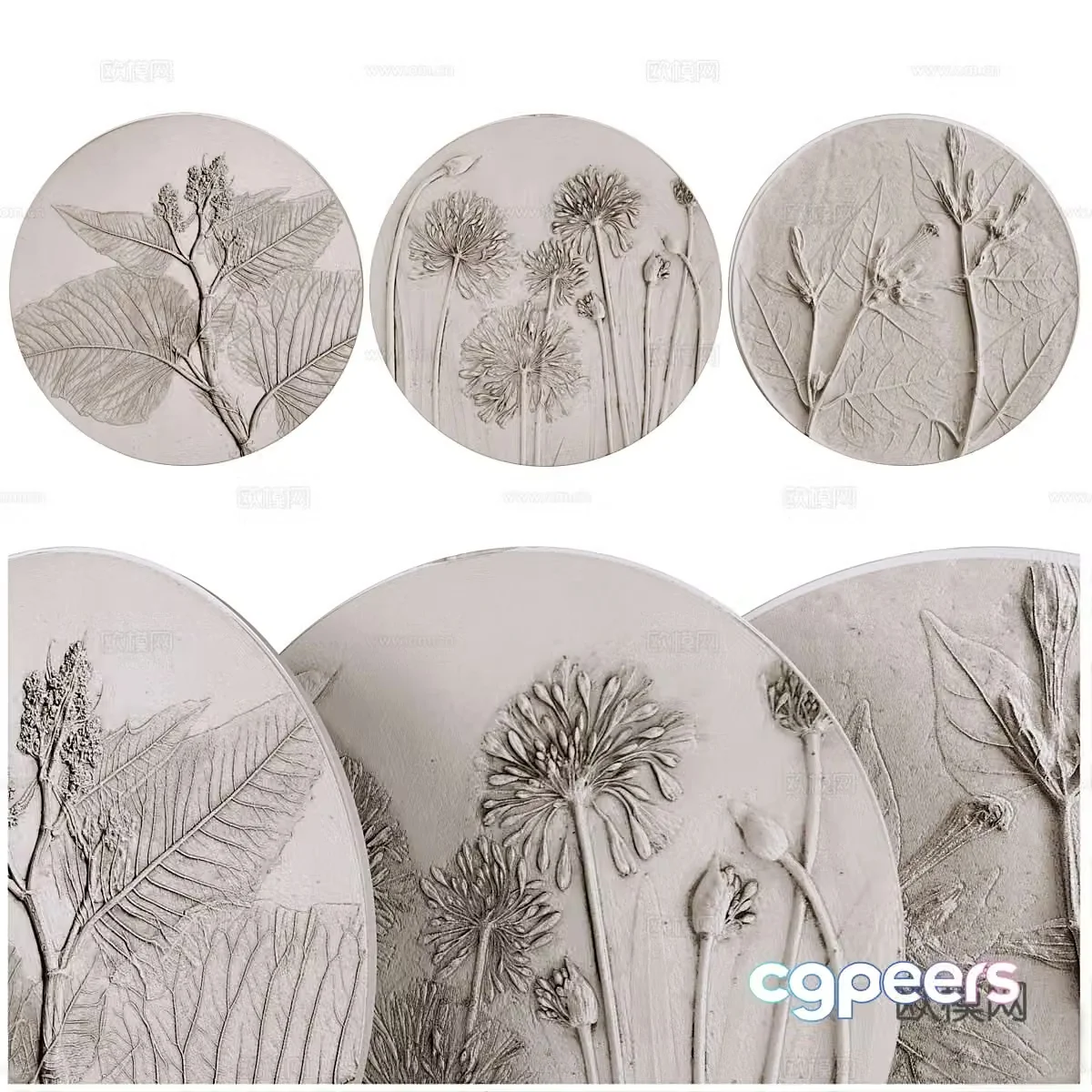 New Chinese style embossed pendant round ornament 3D model
