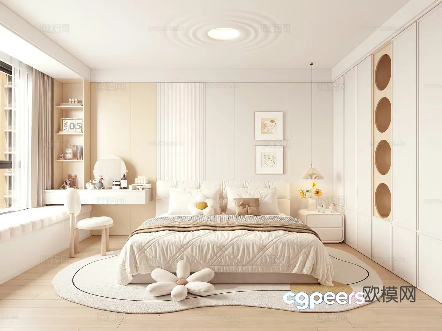 Modern creamy bedroom children’s room children’s room princess room 3d model