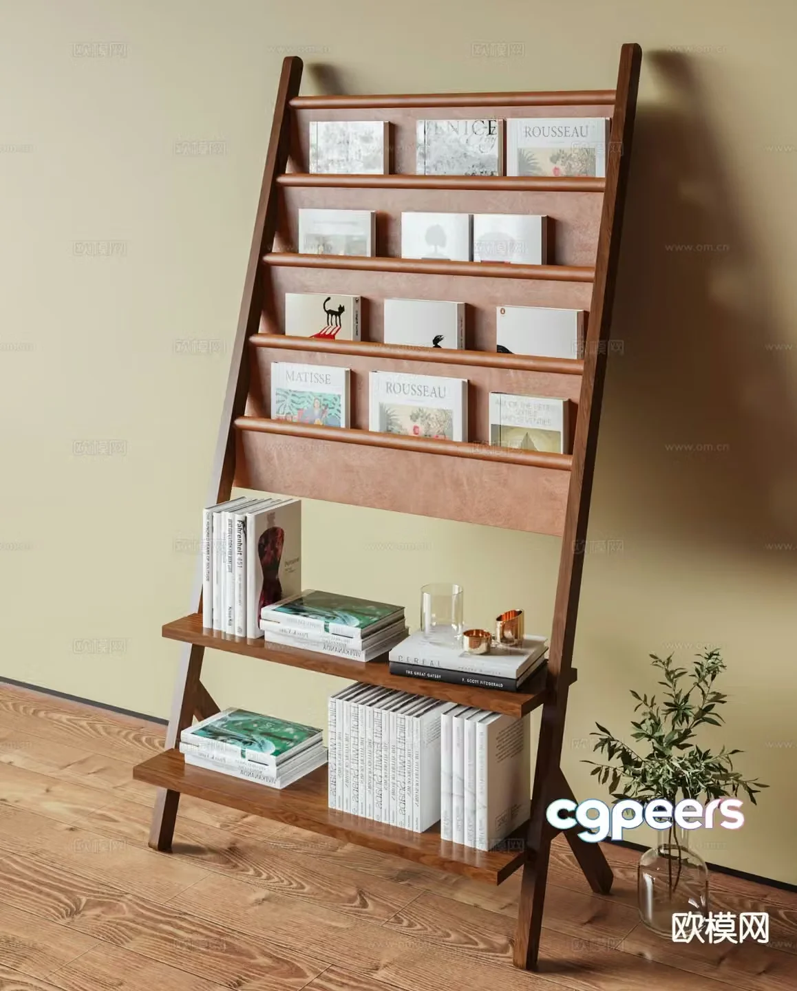 Medieval style magazine rack bookshelf 3d model