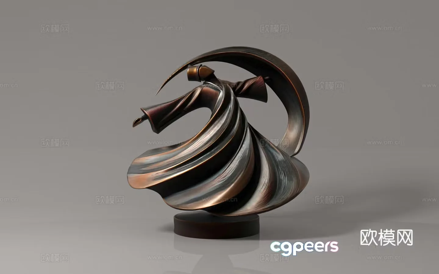 Chinese dancer spins and is free and elegant artistic ornaments sculptures free and unrestrained character sculptures ornaments 3D models