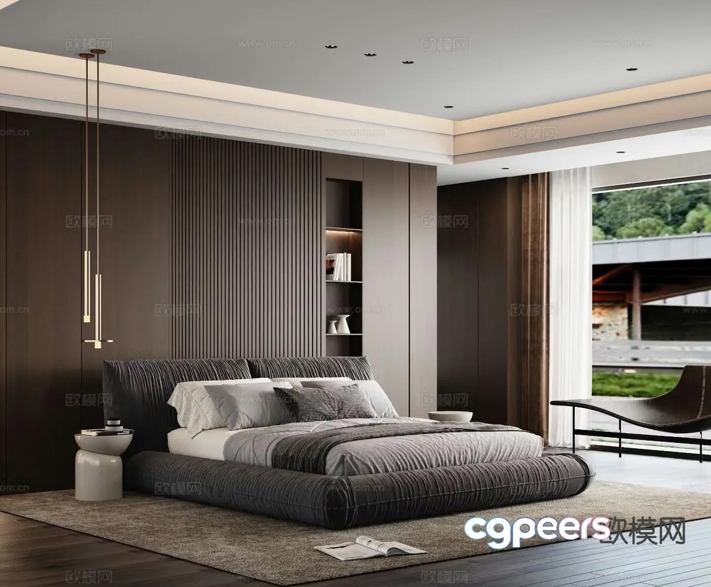 Modern double bed 3d model