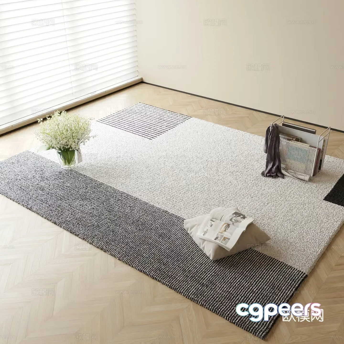 Modern gray and white carpet 3d model