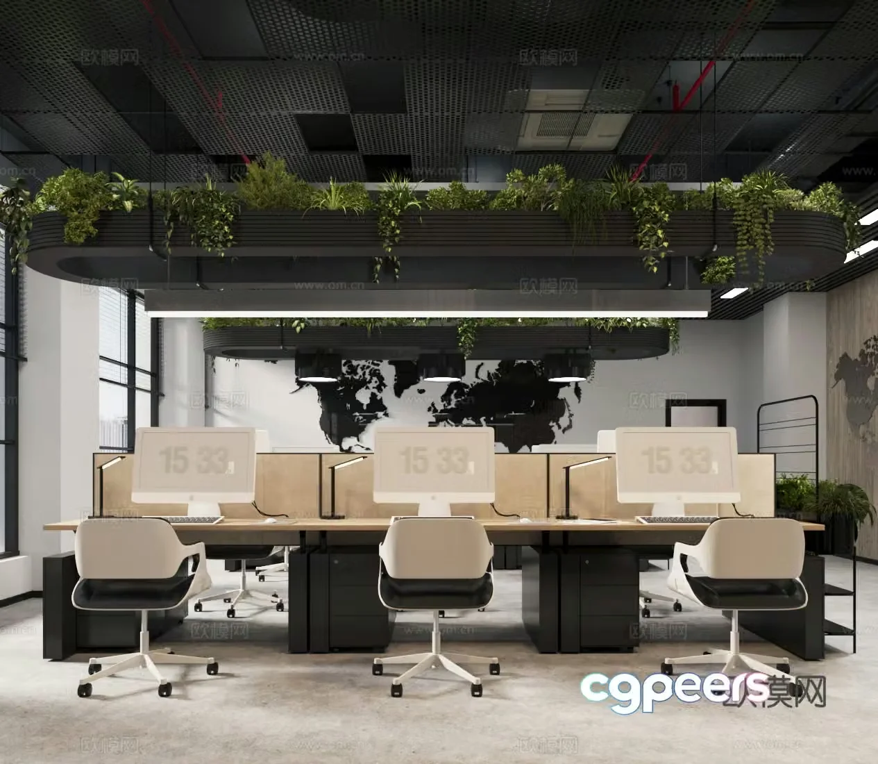 Industrial style office 3d model