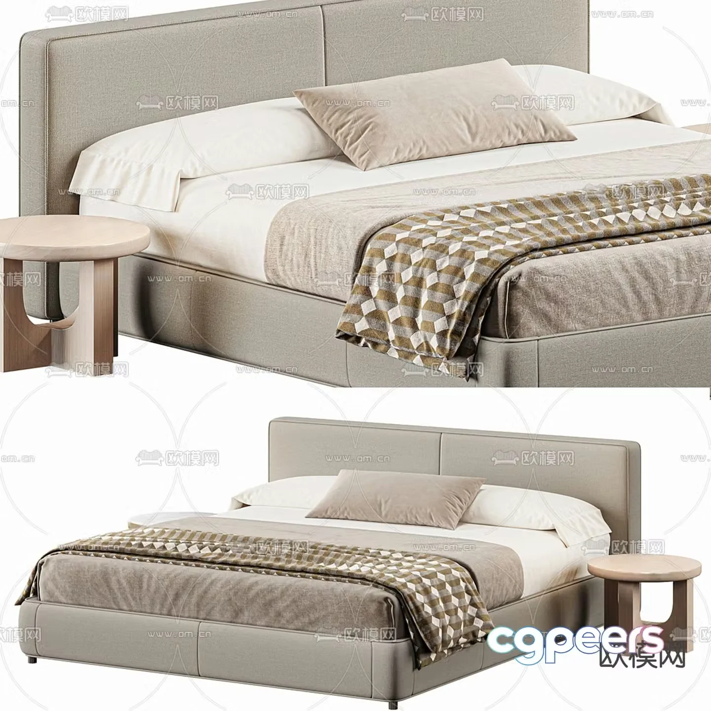 Modern double bed 3d model