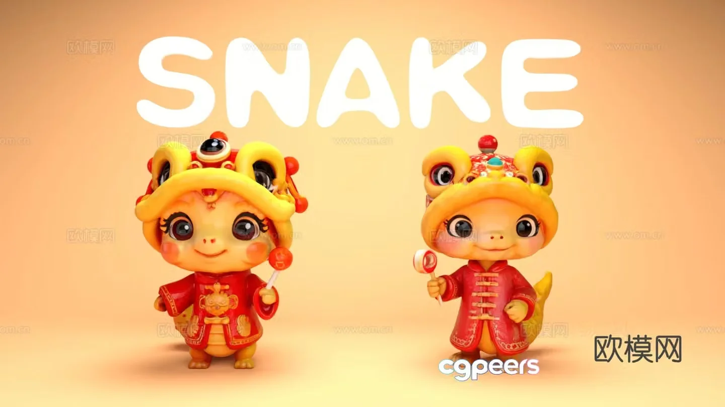 Cartoon Snake Trendy Play Green Snake Sculpture Ornament 3D Model