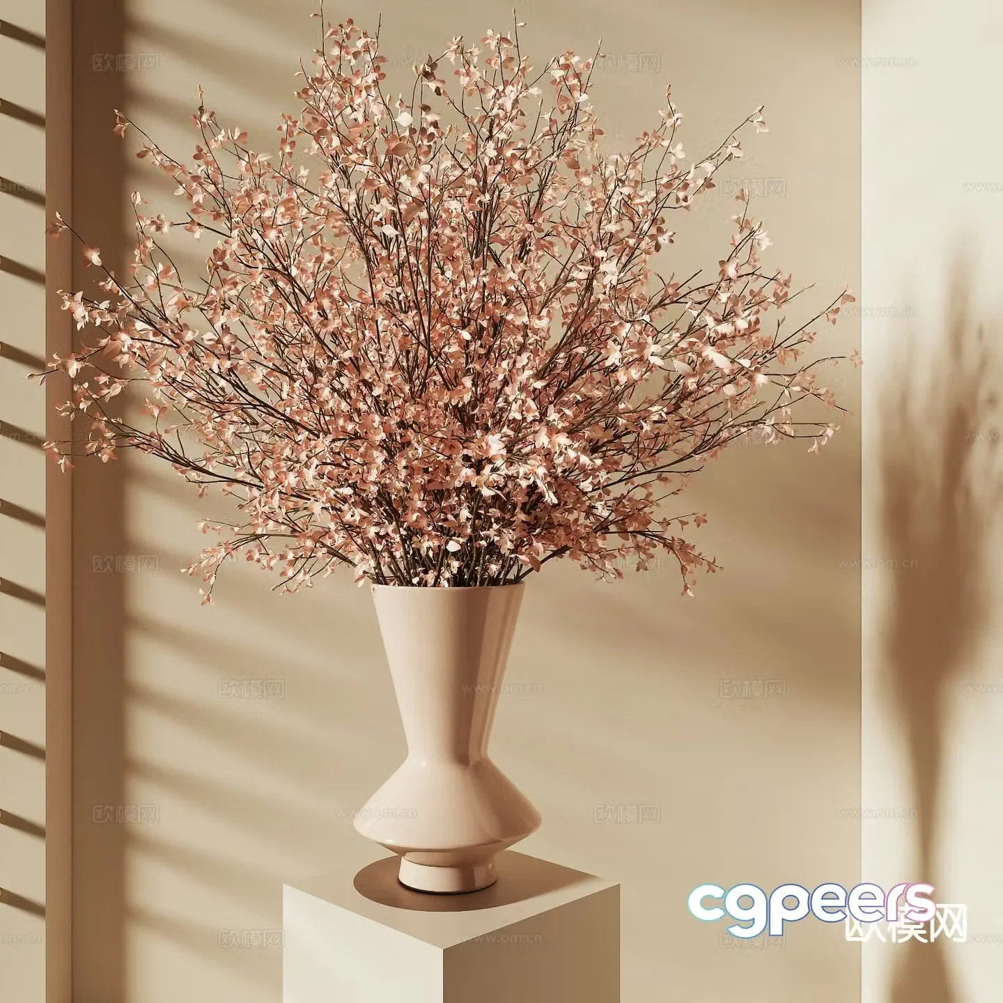 wabi-sabi vase floral arrangement dried flowers flower arrangement 3d model