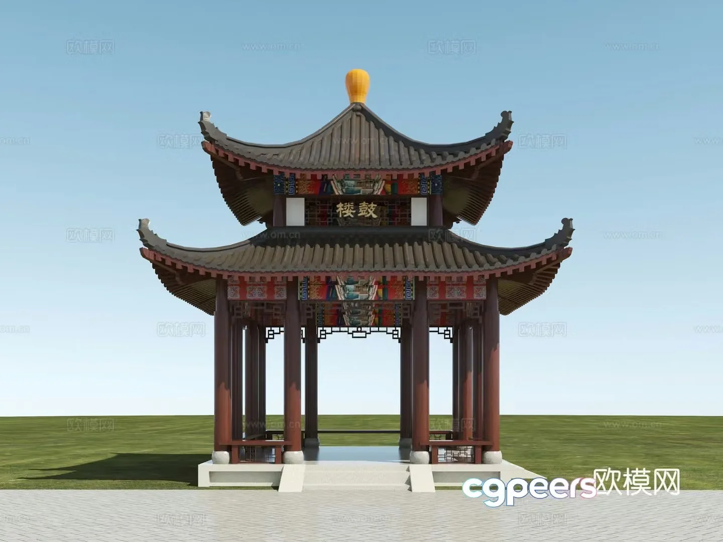 Chinese style medieval pavilion_Chinese style landscape pavilion 3D model