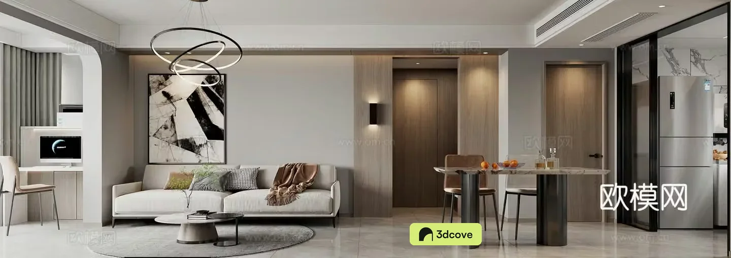 Modern living and dining room