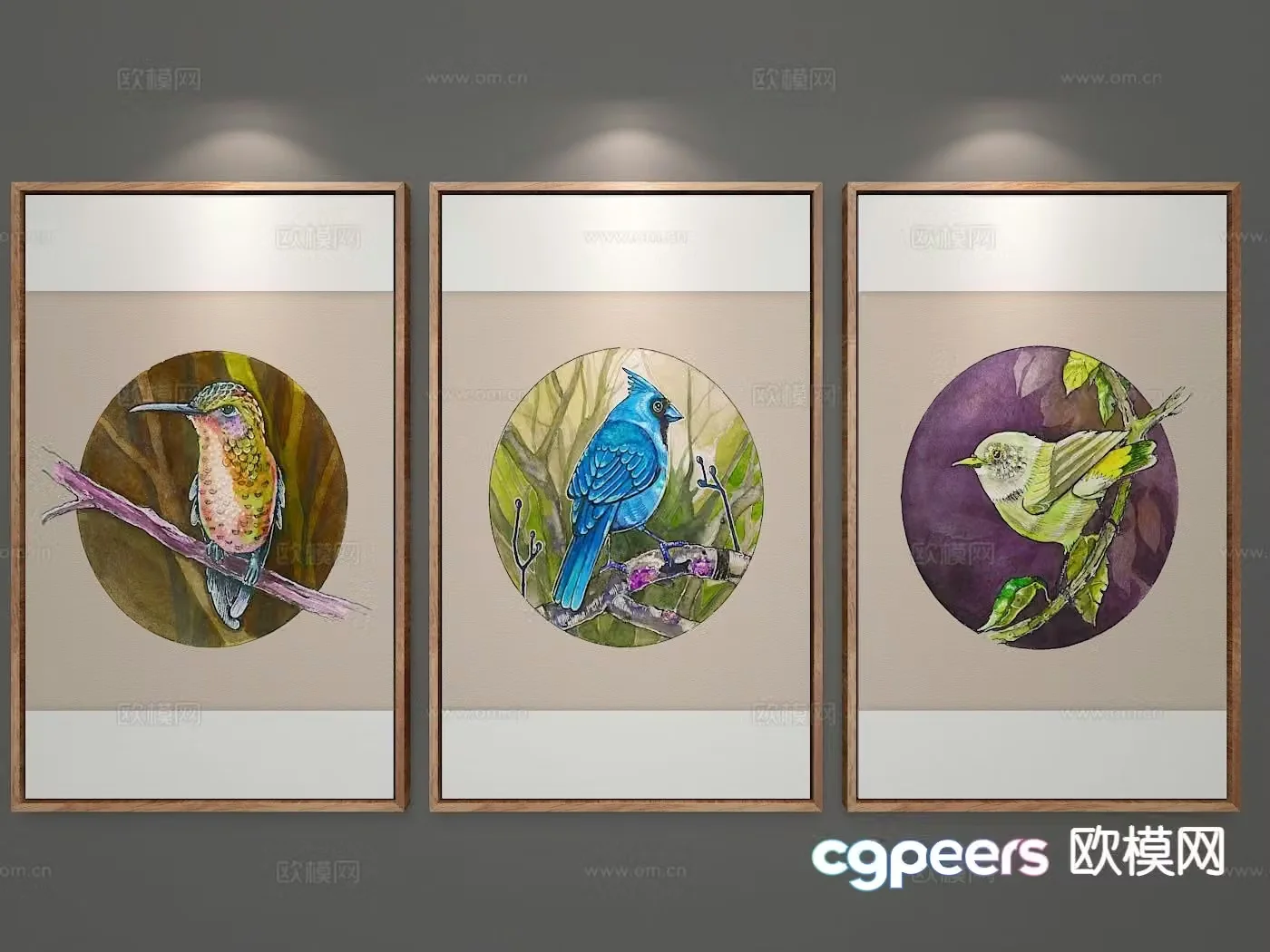 New Chinese style flower and bird painting decorative painting 3D model