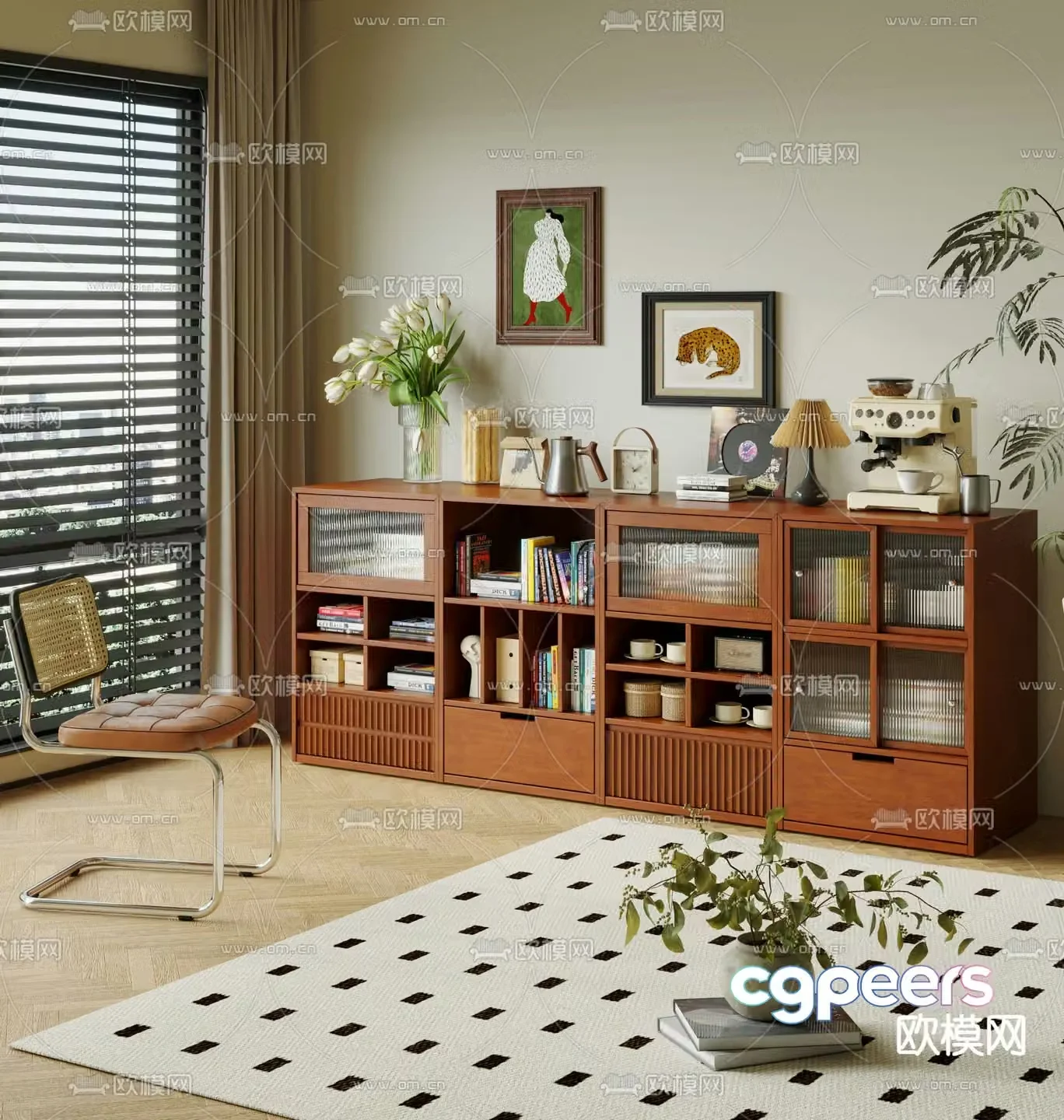 Medieval style bookcase 3D model