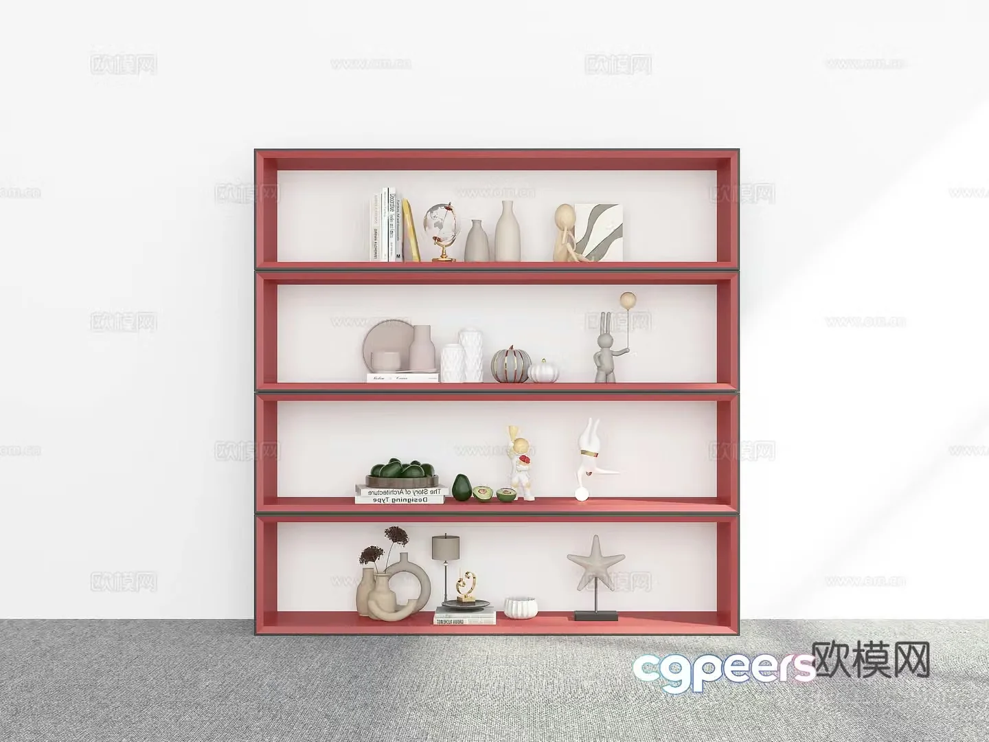 Modern bookshelf shelf 3d model