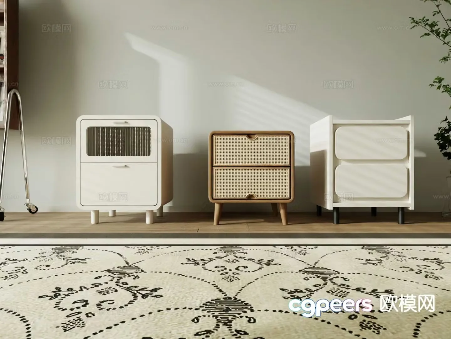 Cream style bedside table 3d model