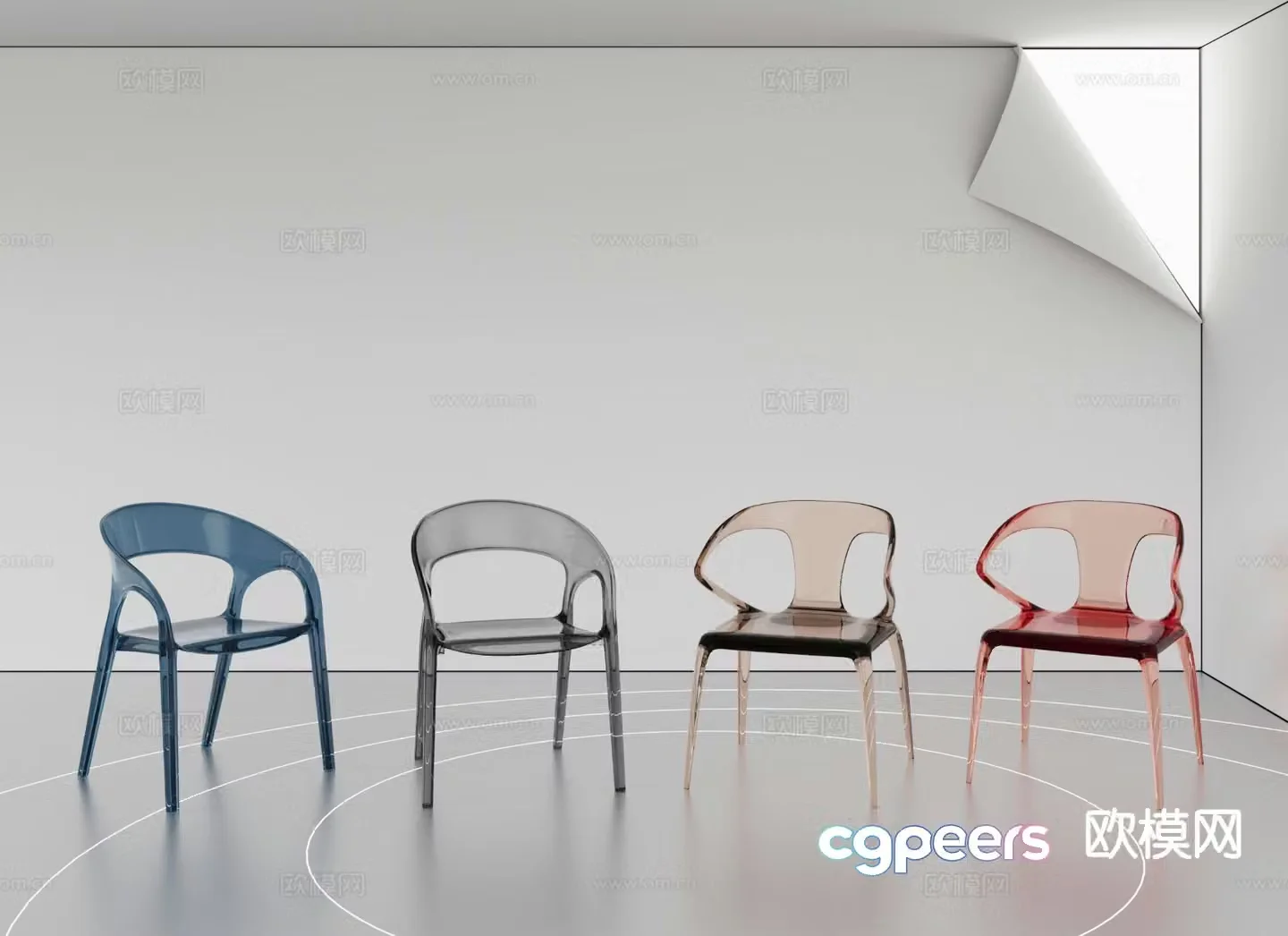 Modern creative transparent chair acrylic chair 3d model