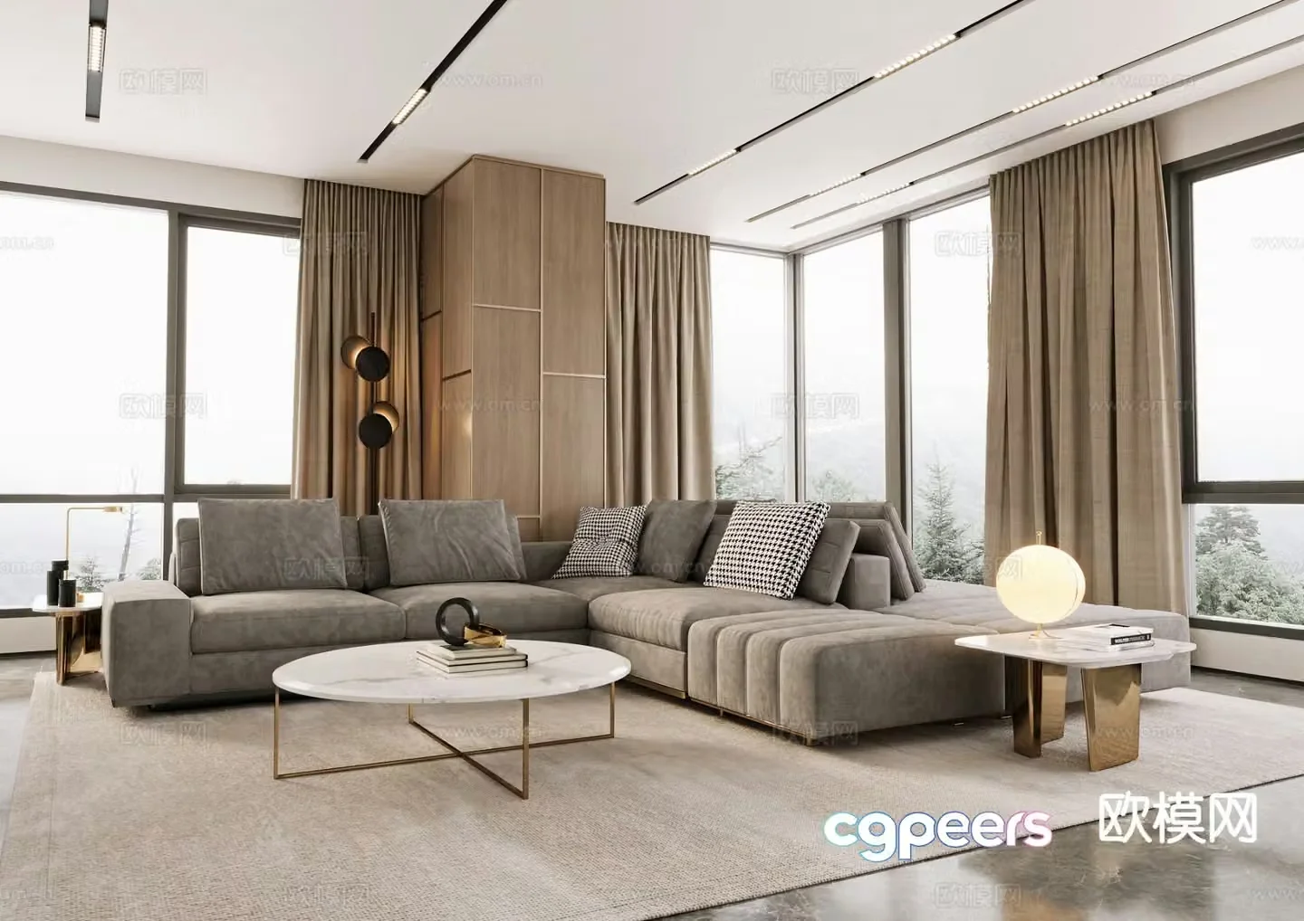 Modern corner sofa multi-person sofa 3d model