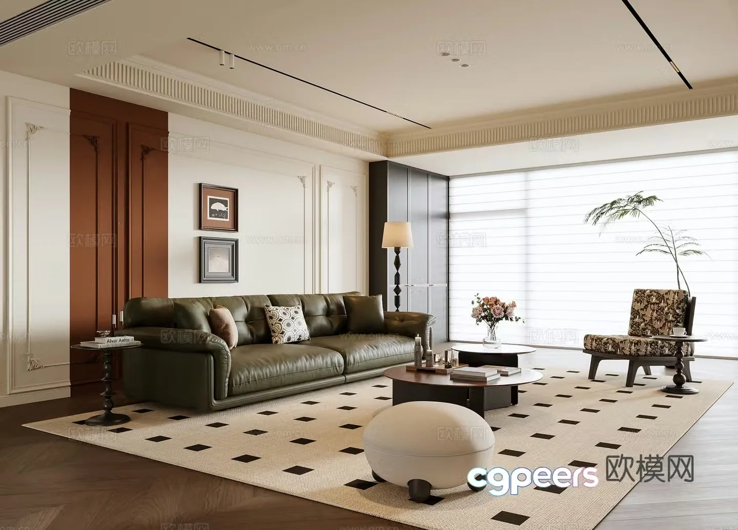 French retro living room 3d model