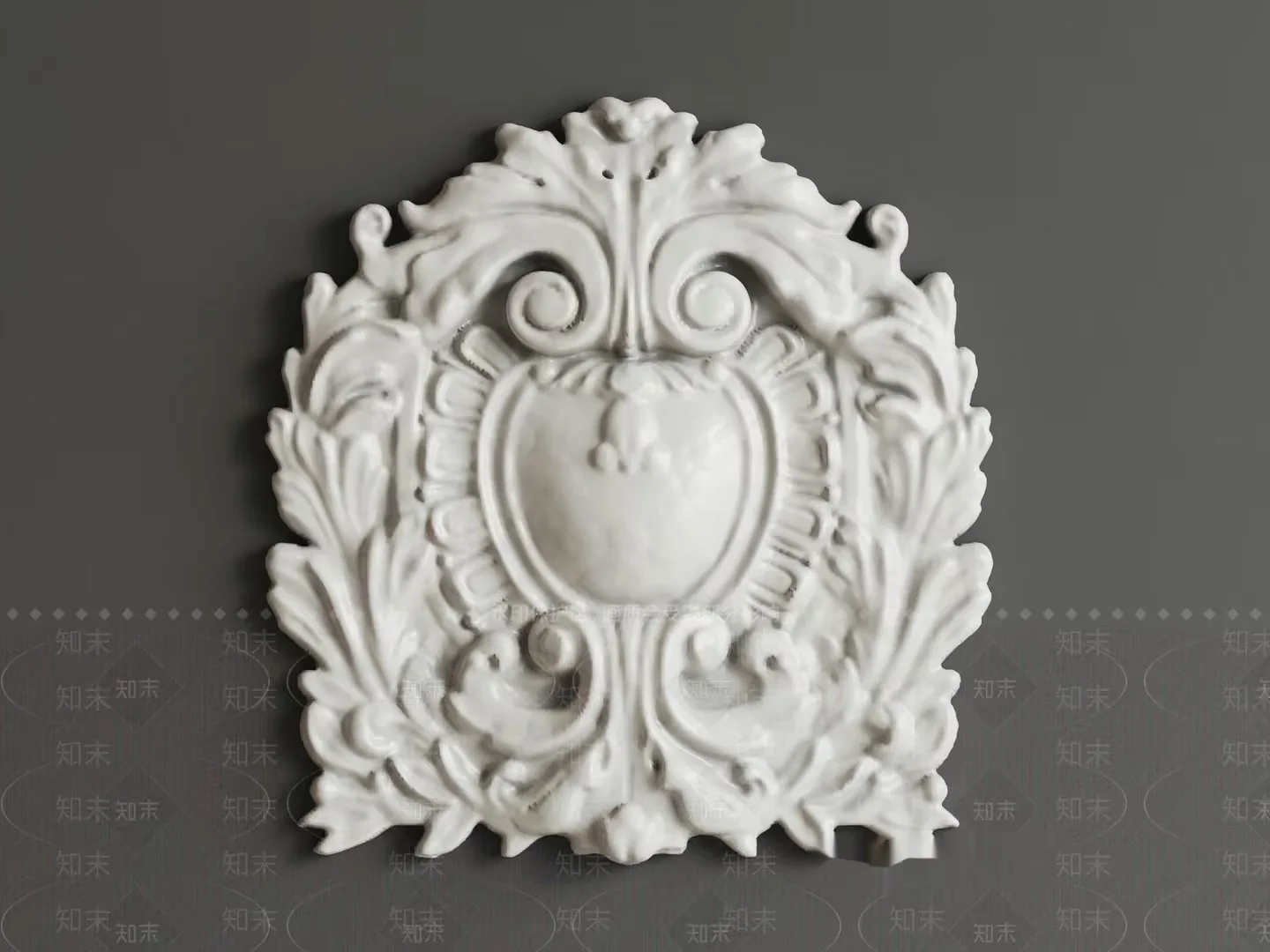 A White Decorative Wall Plaque 3D Model – 1952 – VRAY Render