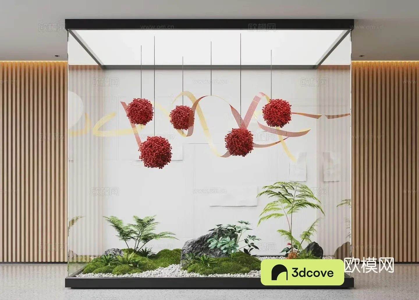 Modern interior landscape landscaping moss landscape sketch rattan weaving device plant device