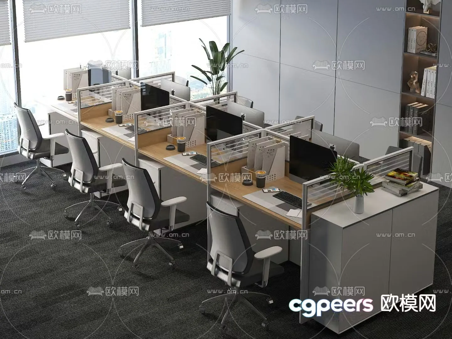 Card desk staff desk workstation 3D model