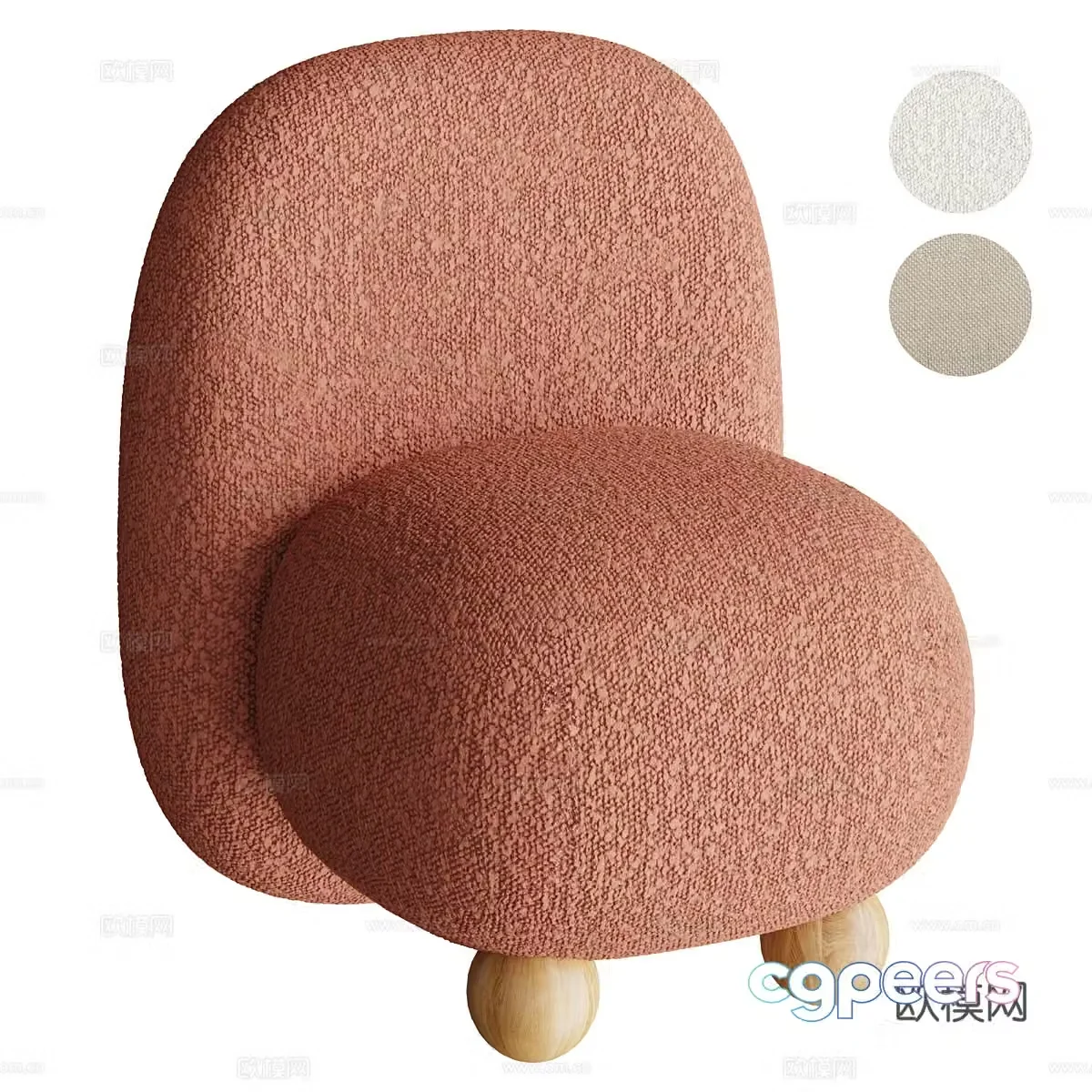 Modern cream style fabric sofa chair 3d model