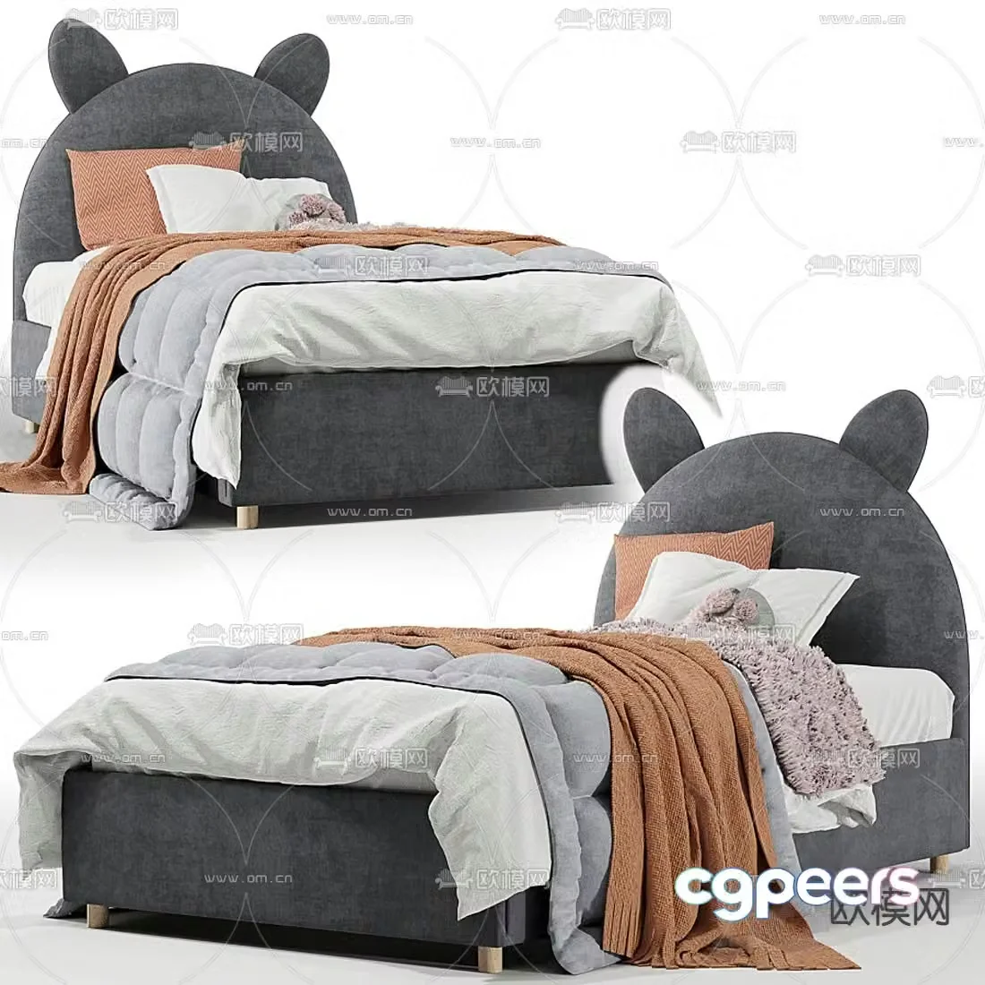 Modern flannel children’s bed 3d model