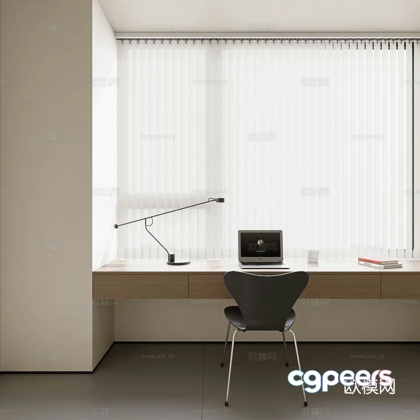 modern desk desk 3d model