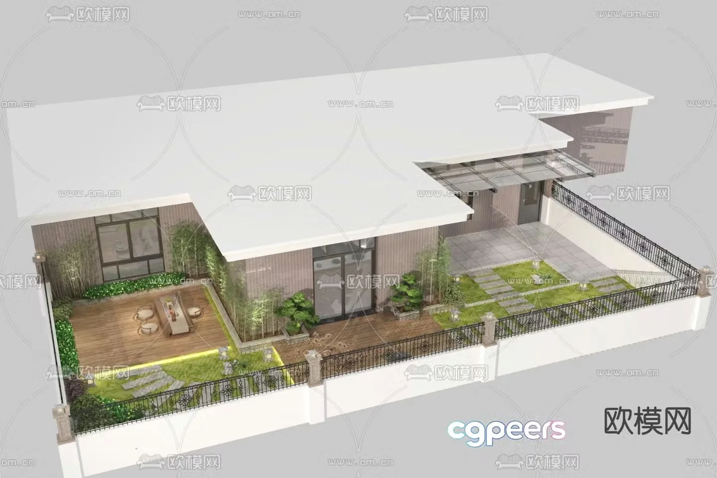 Villa courtyard garden 3d model