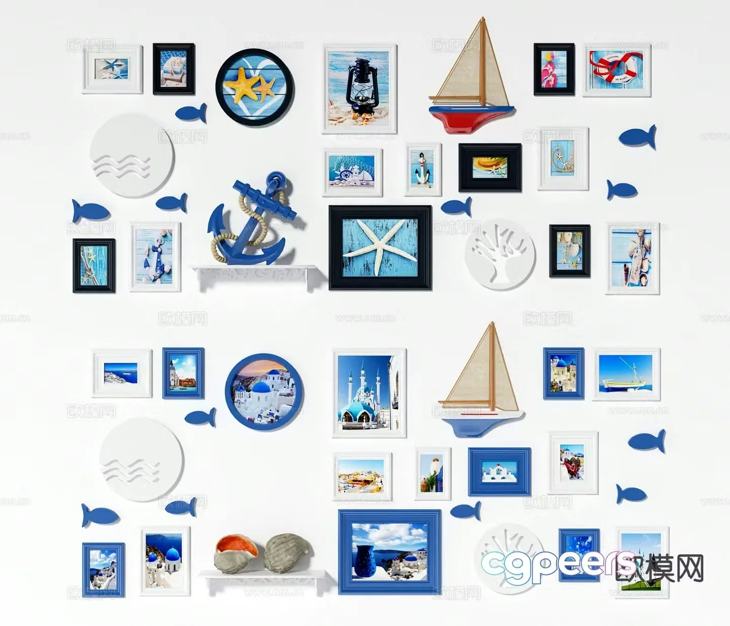 Mediterranean photo wall hanging decoration wall decoration 3d model