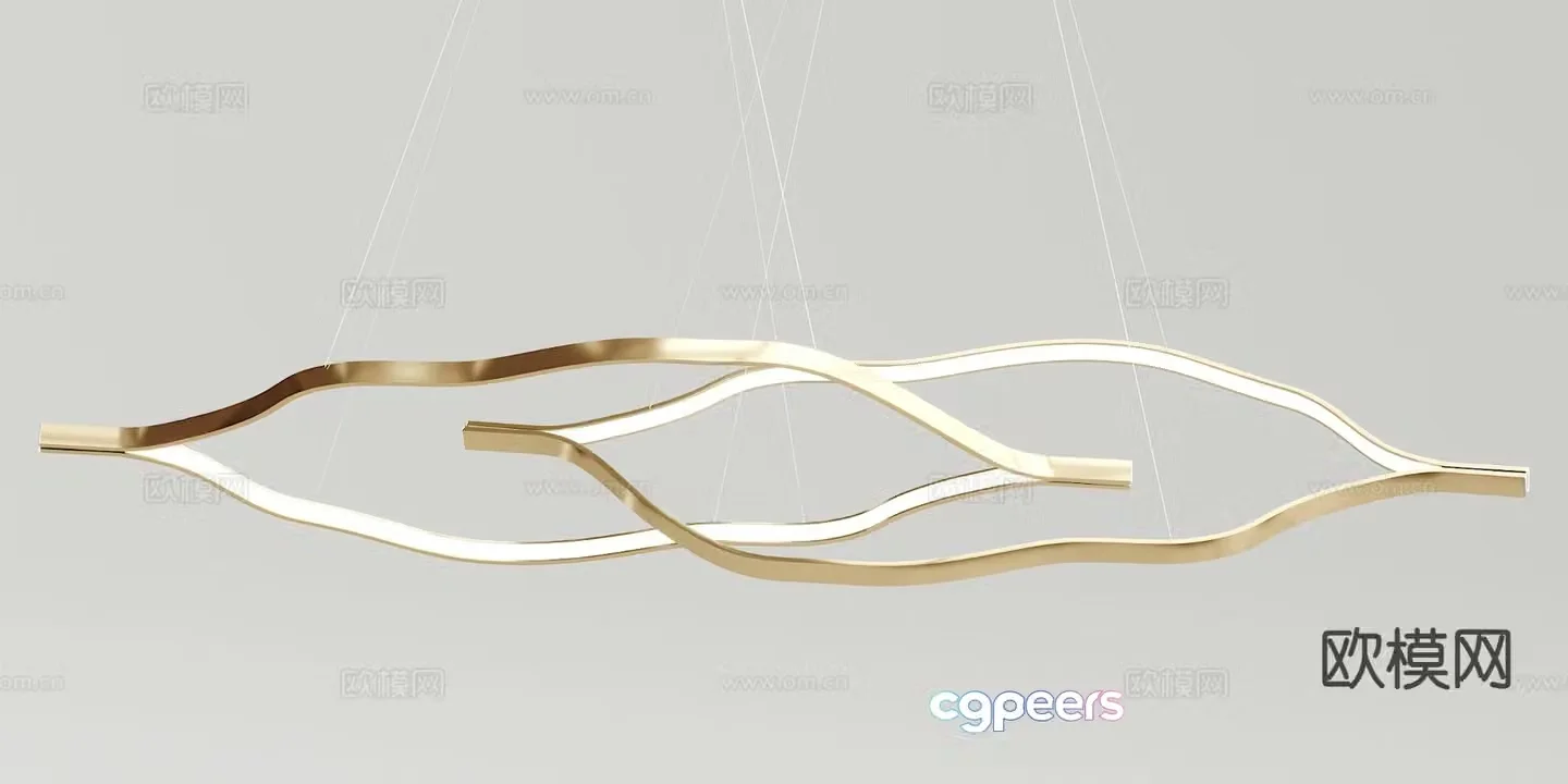 Light luxury strip chandelier 3D model