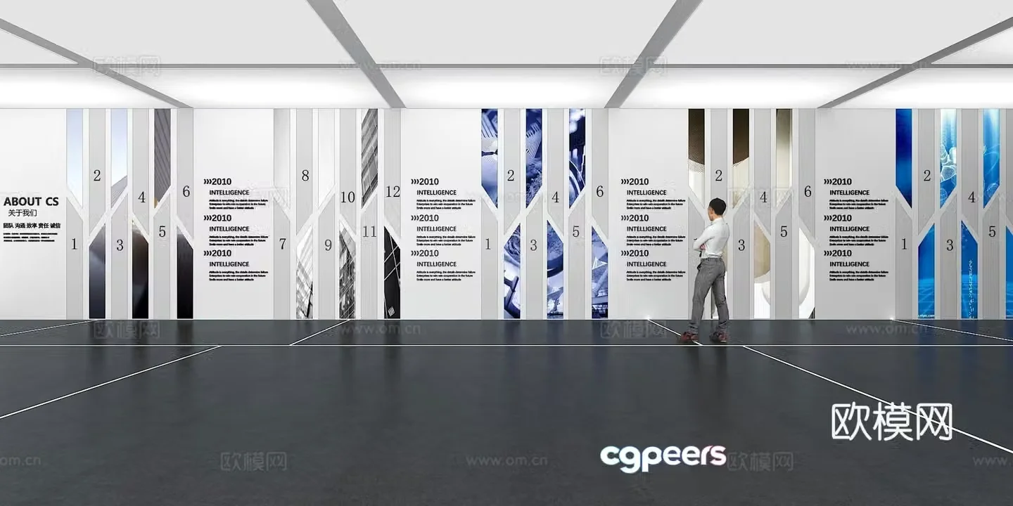 Cultural wall Corporate culture wall Display wall Classroom Exhibition hall Campus culture Corridor 3D model