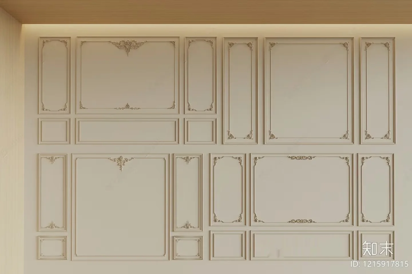 A Decorative Wall With A Classic Design 3D Model – 15335 – VRAY Render