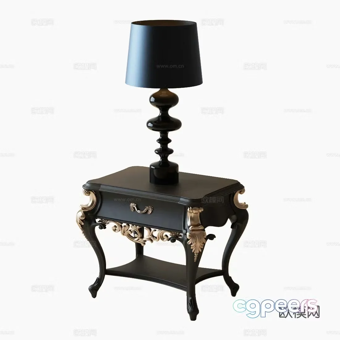 Bedside table French bedside table American bedside table desk lamp 3d model