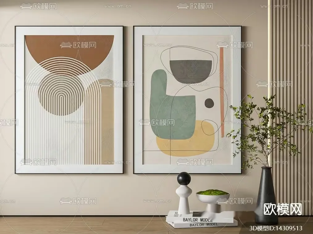 Modern Art Decor 3D Model – 3739 – VRAY Render
