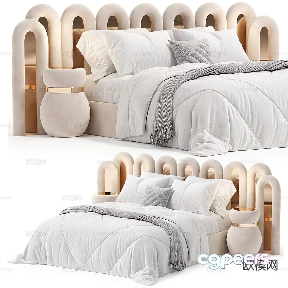 Modern double bed 3d model