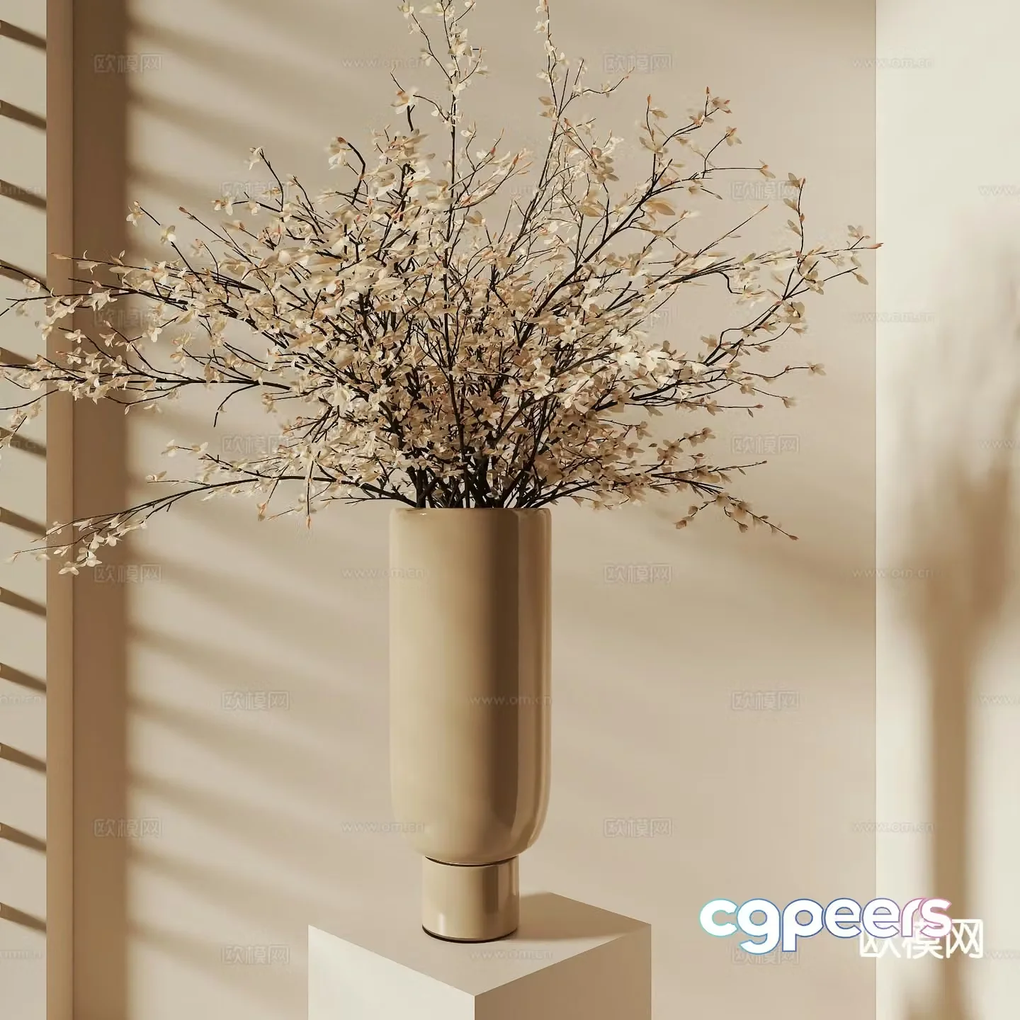 wabi-sabi vase floral arrangement flower arrangement dried flower 3d model