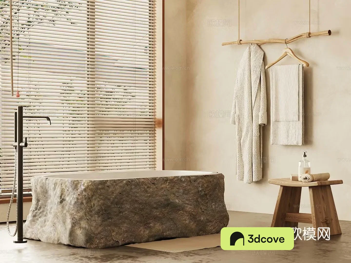 Wasabi Middle Style Bathtub Clothes Hanger Bathrobes 3D Model