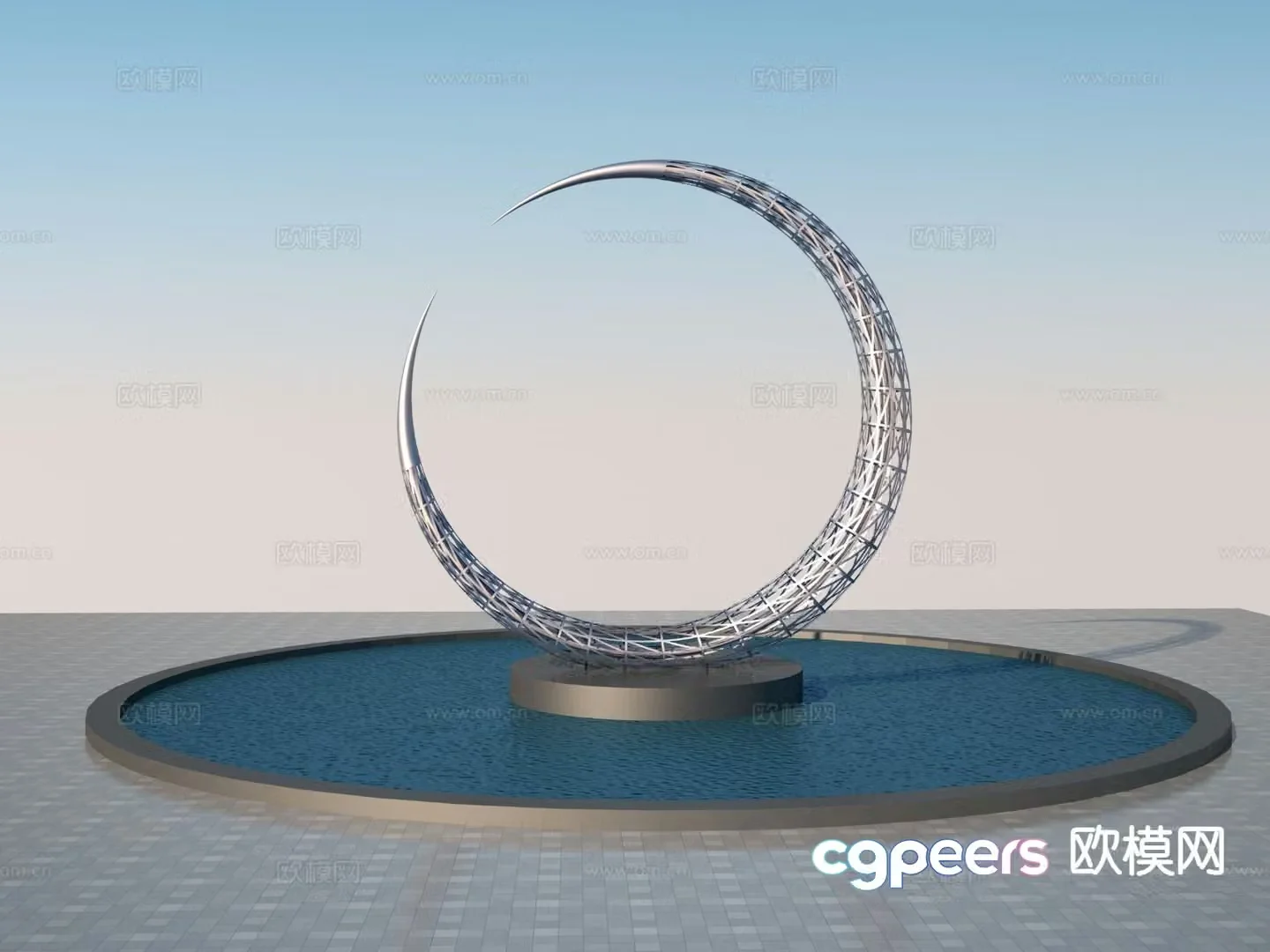 Hollow Moon Sculpture Landscape Sculpture 3D Model