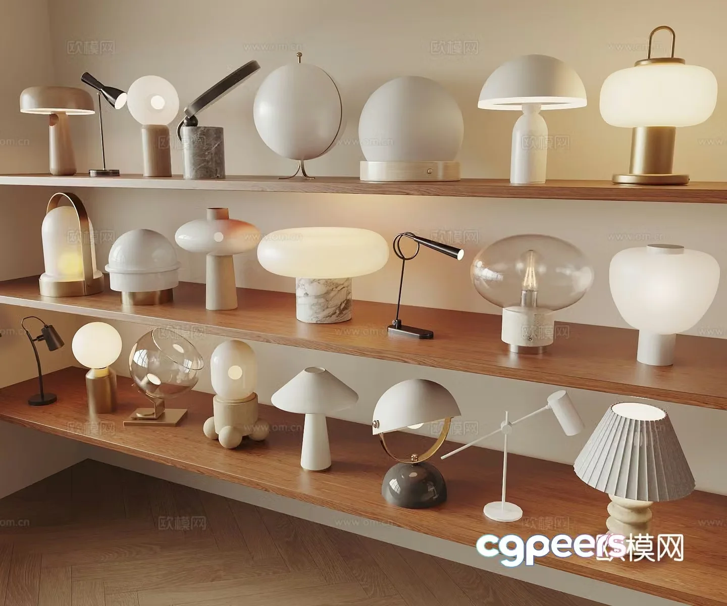 Cream style desk lamp 3d model