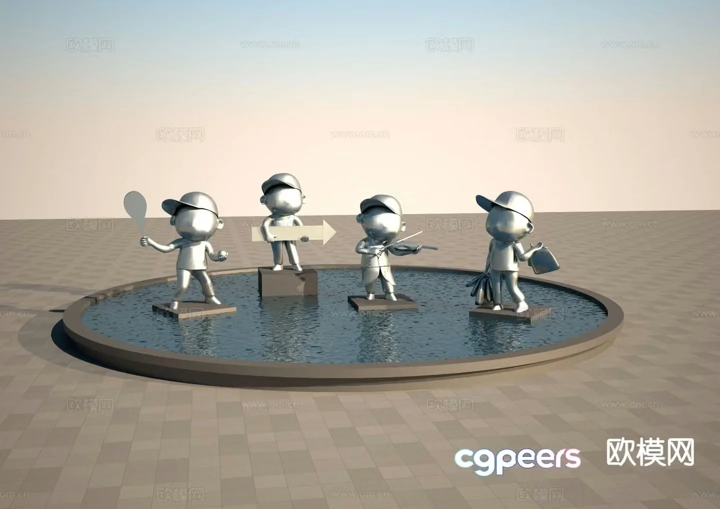 Modern cartoon character sculpture 3d model
