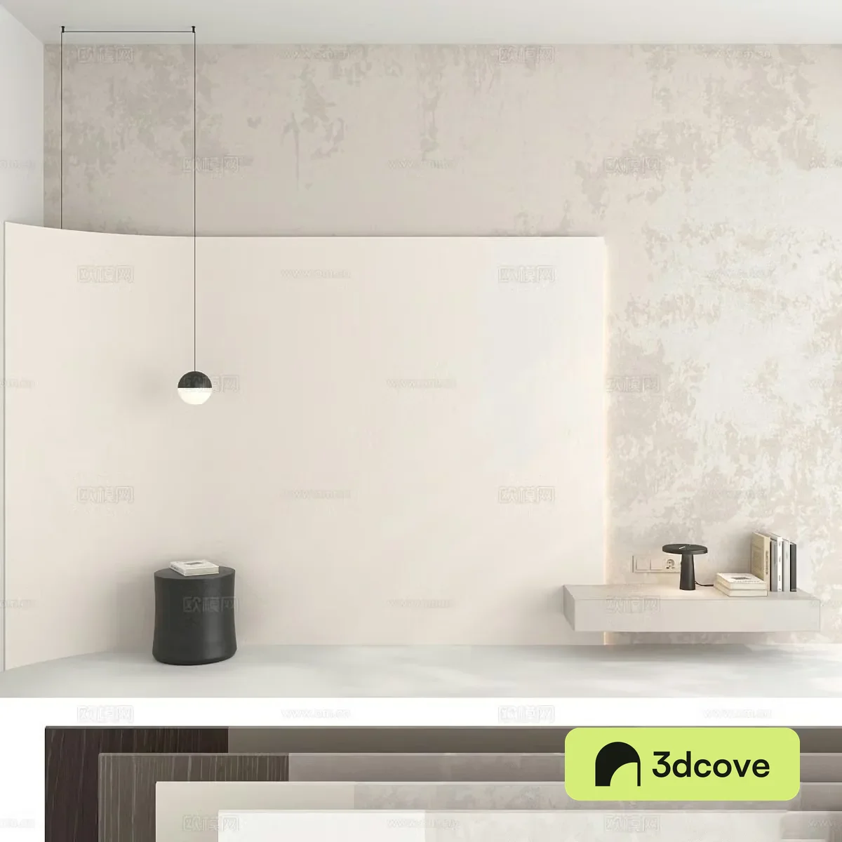 Modern Italian minimalist bedside background wall
