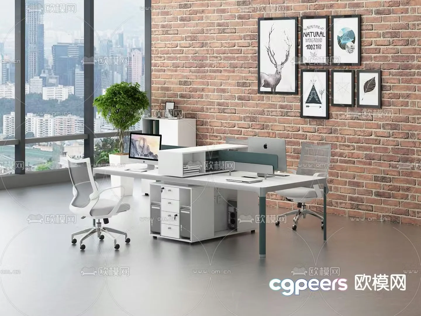 Office desk and chair 3d model