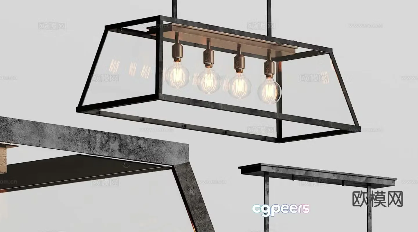 Industrial style chandelier art chandelier 3d model