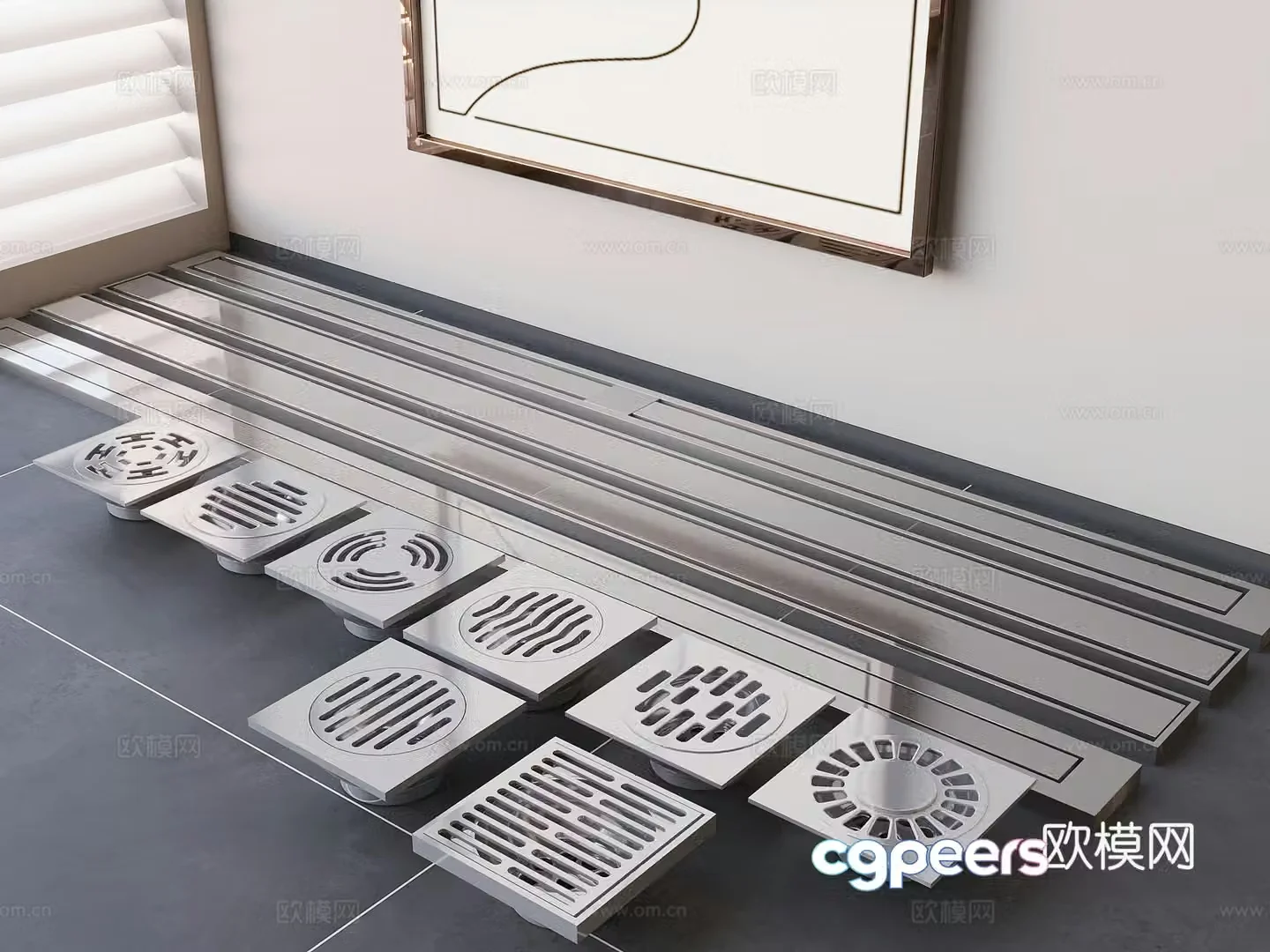Modern stainless steel floor drain drainage hole odorproof floor drain 3D model