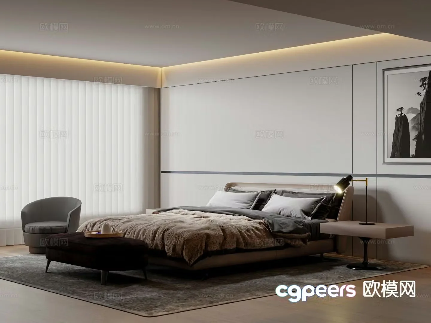 Modern bedroom master bedroom 3d model