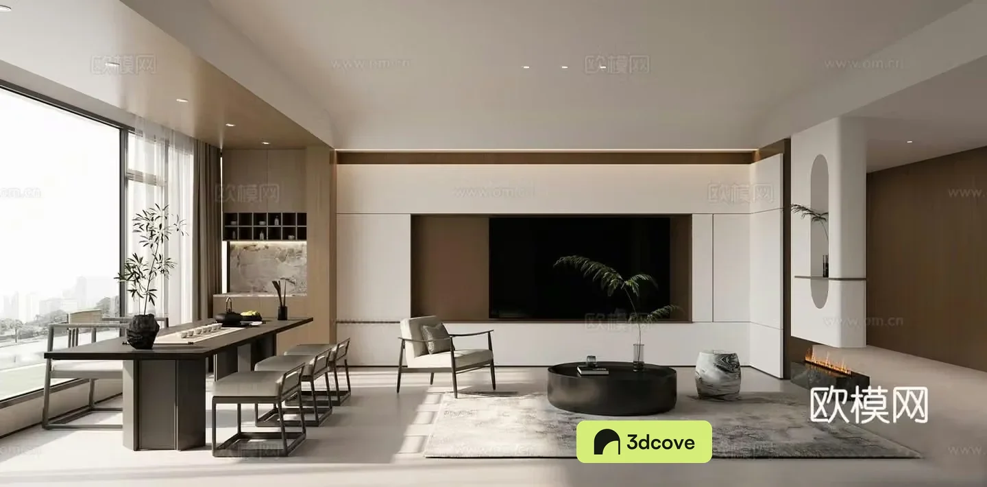 New Chinese style living and dining room