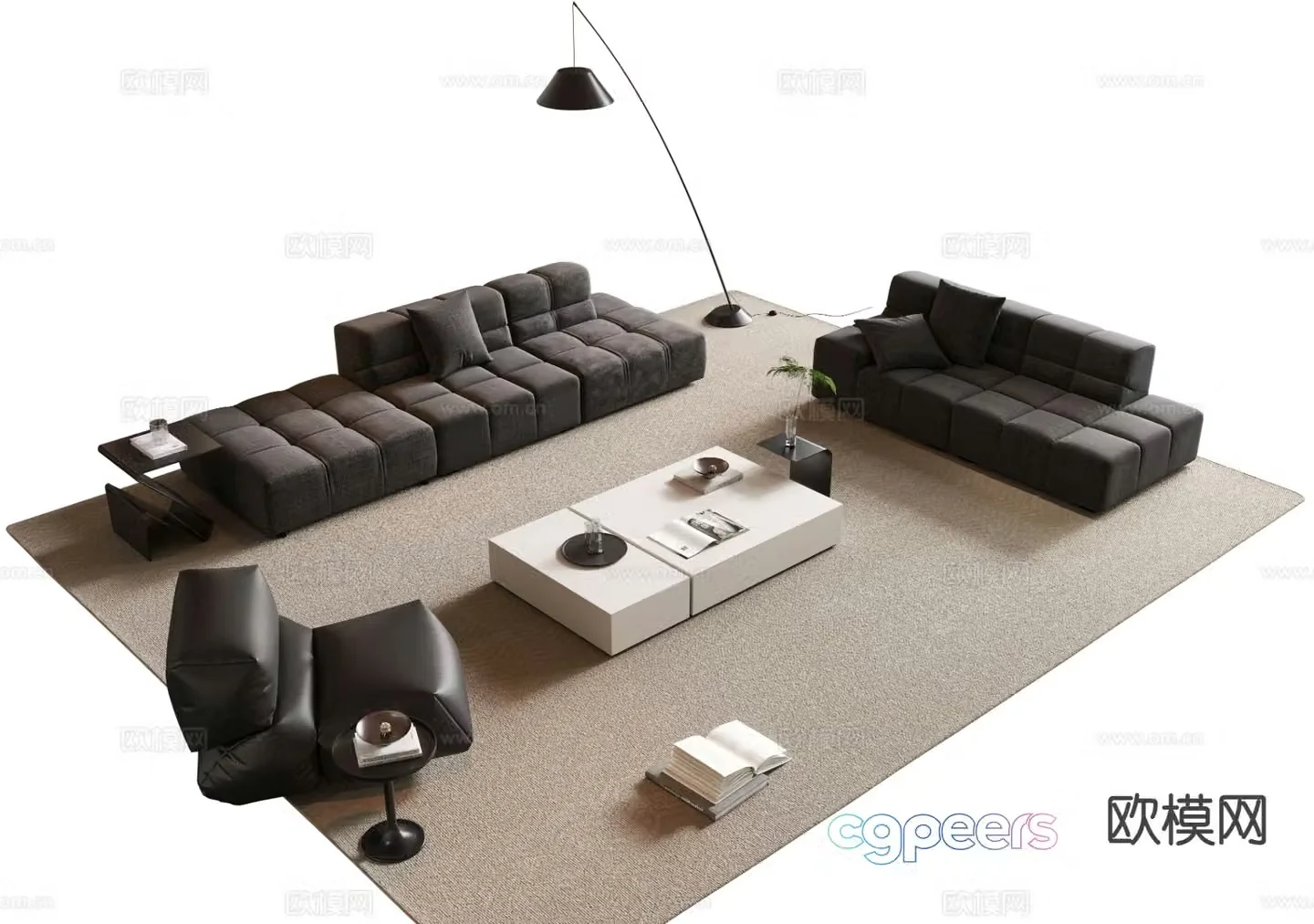 Italian sectional sofa 3d model