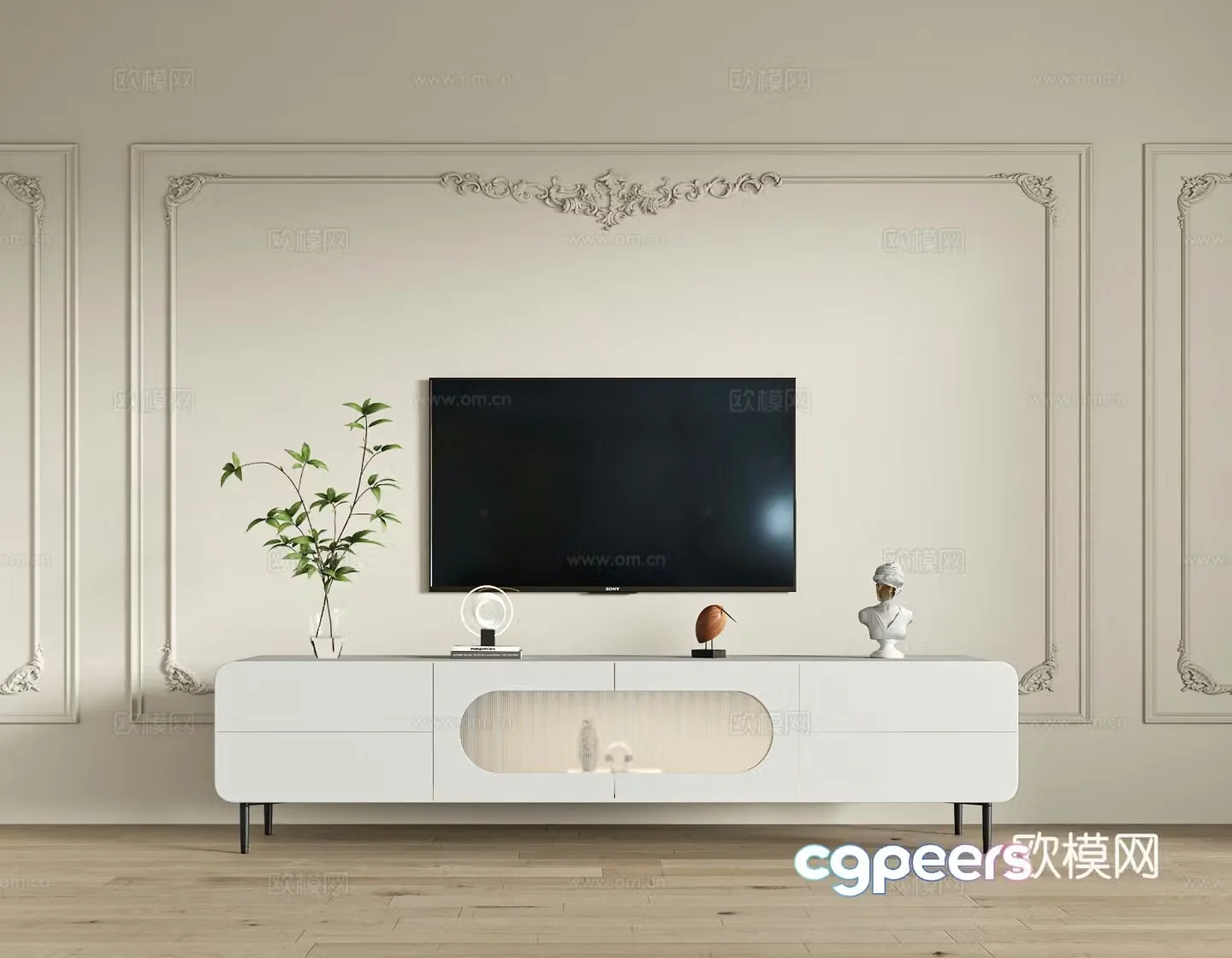 French TV cabinet 3d model
