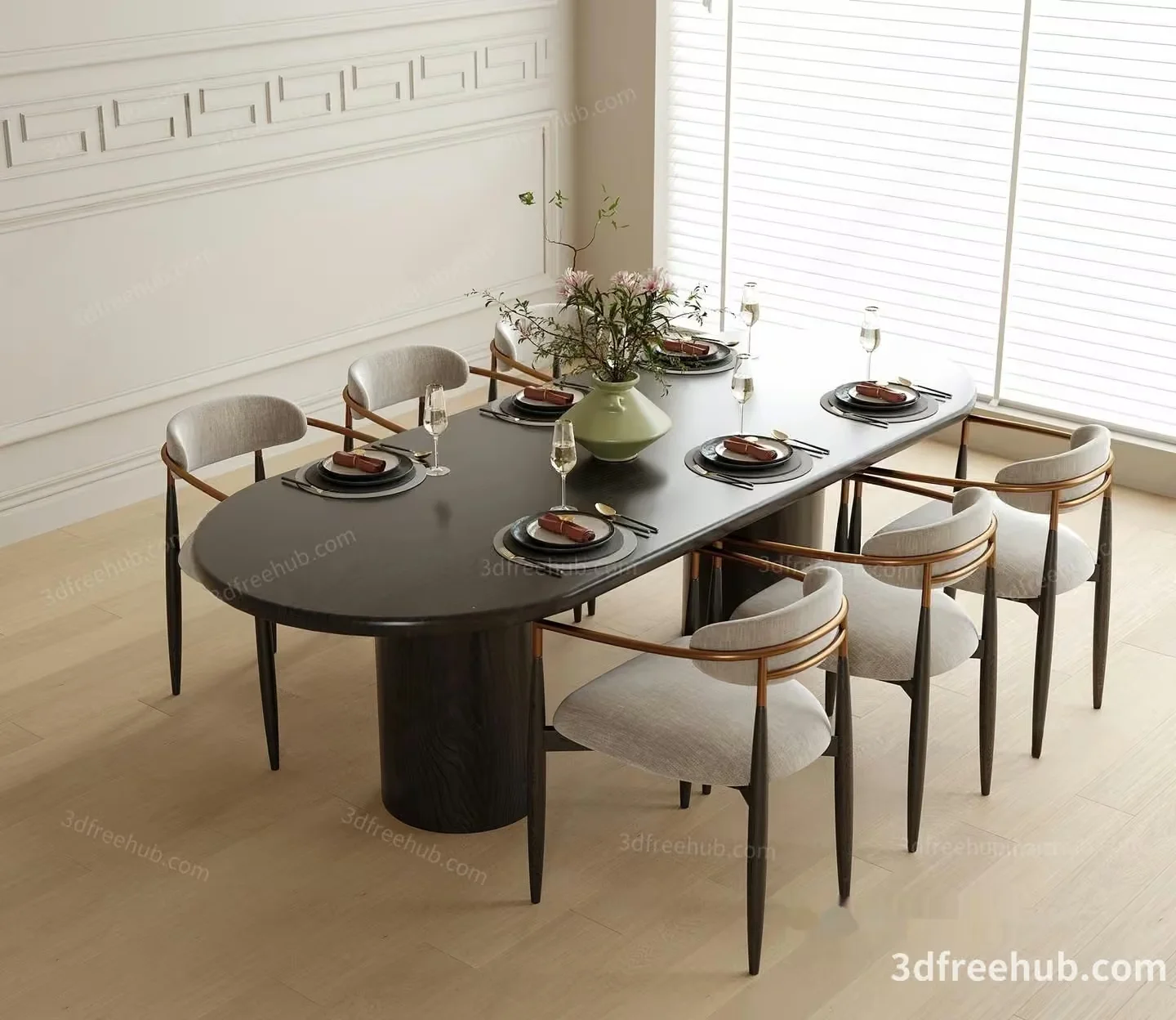 Modern Dining Table 3D Model – 20193 – VRAY Render