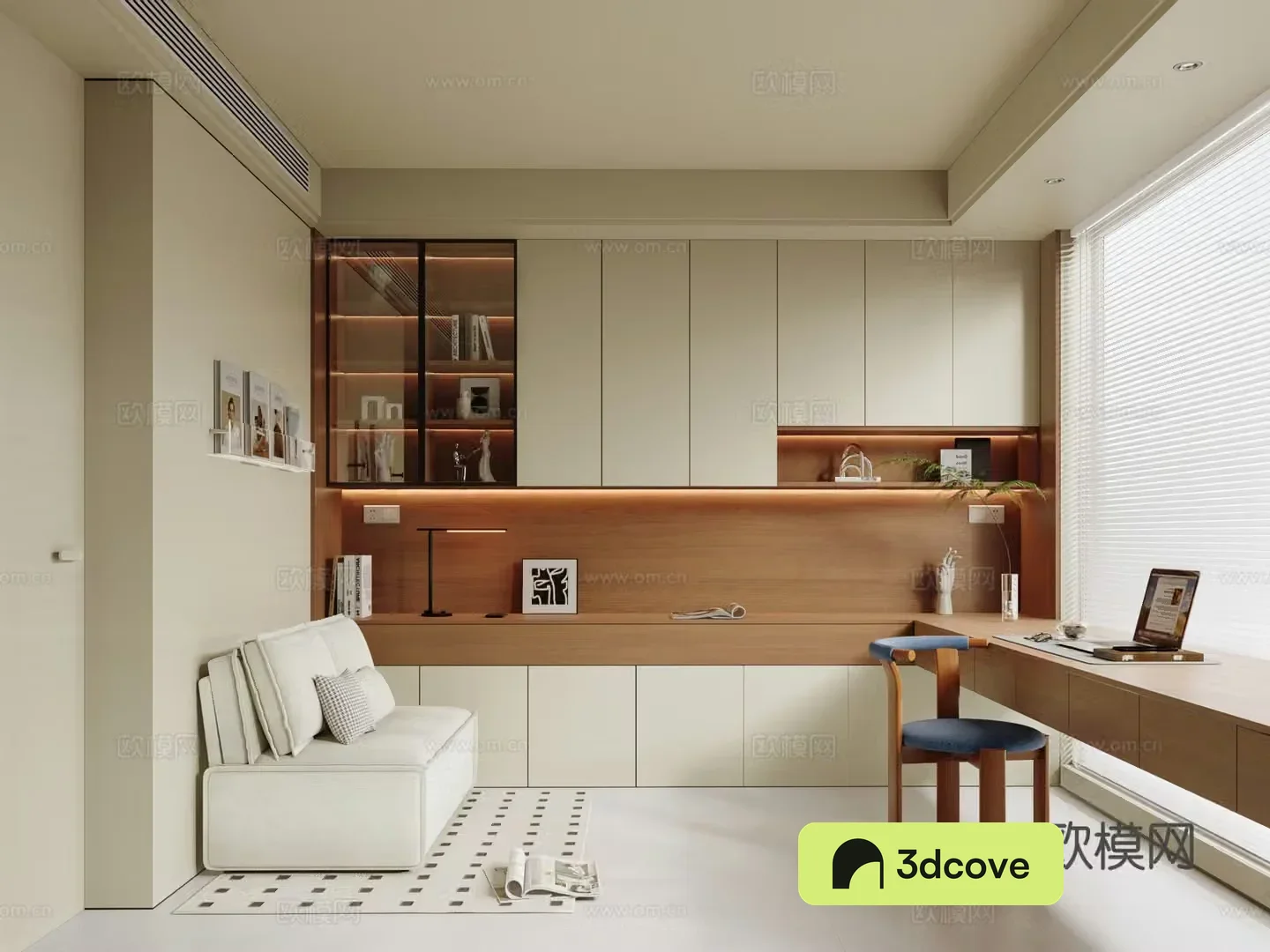 Modern Cream Study Bedroom Study